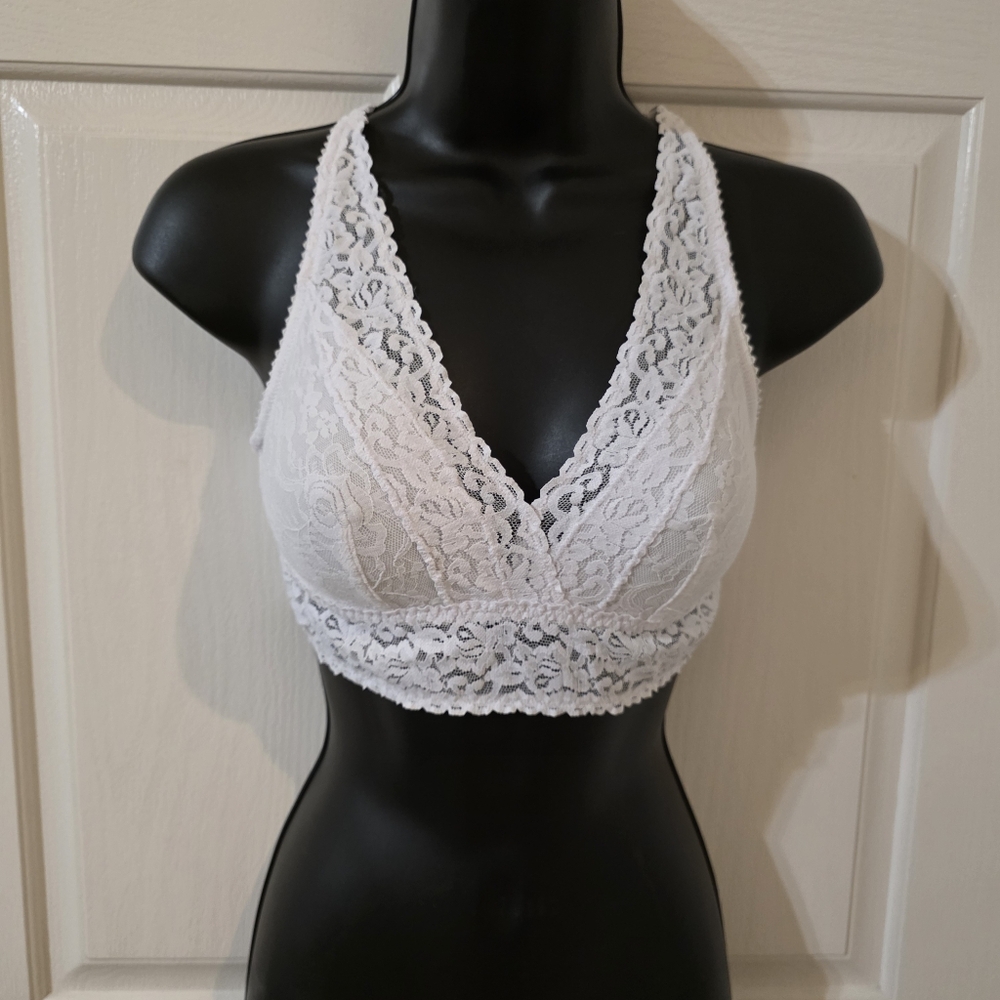 Felina White Lace V-Neck Bralette
